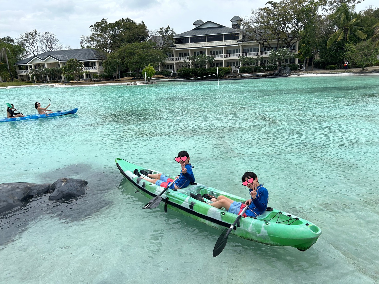 プランテーションベイのラグーンでカヌー体験